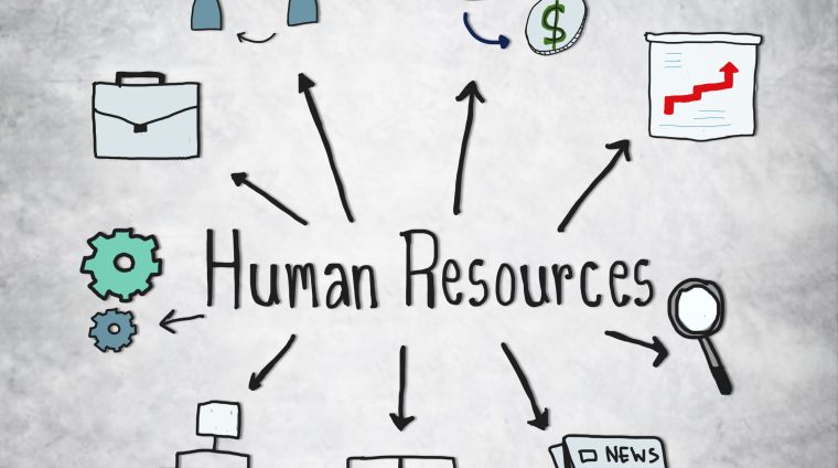 Human Resources Symbols on Concrete Background
