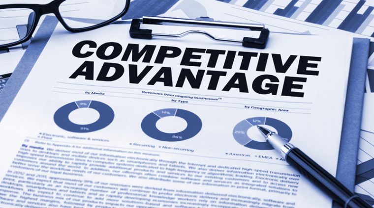 competitive advantage analysis concept on clipboard